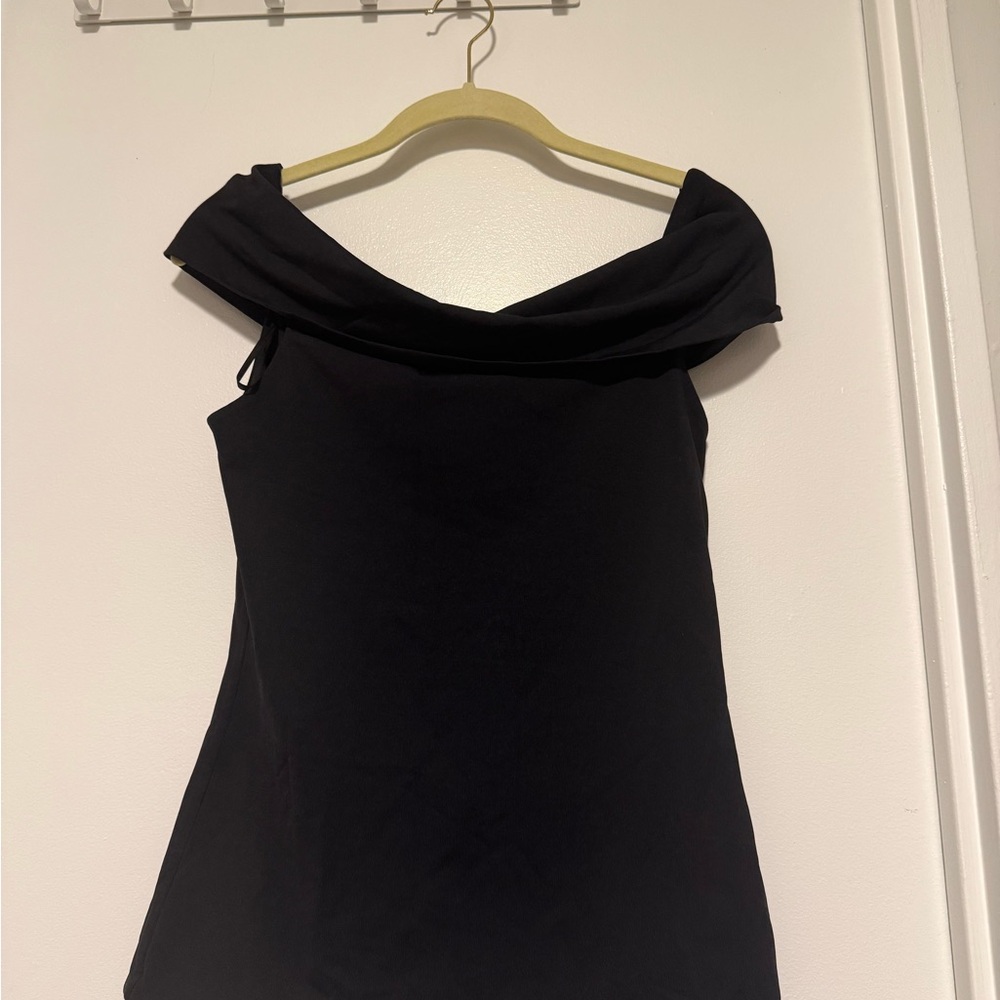 Aritzia Contour Black Off the Shoulder Top